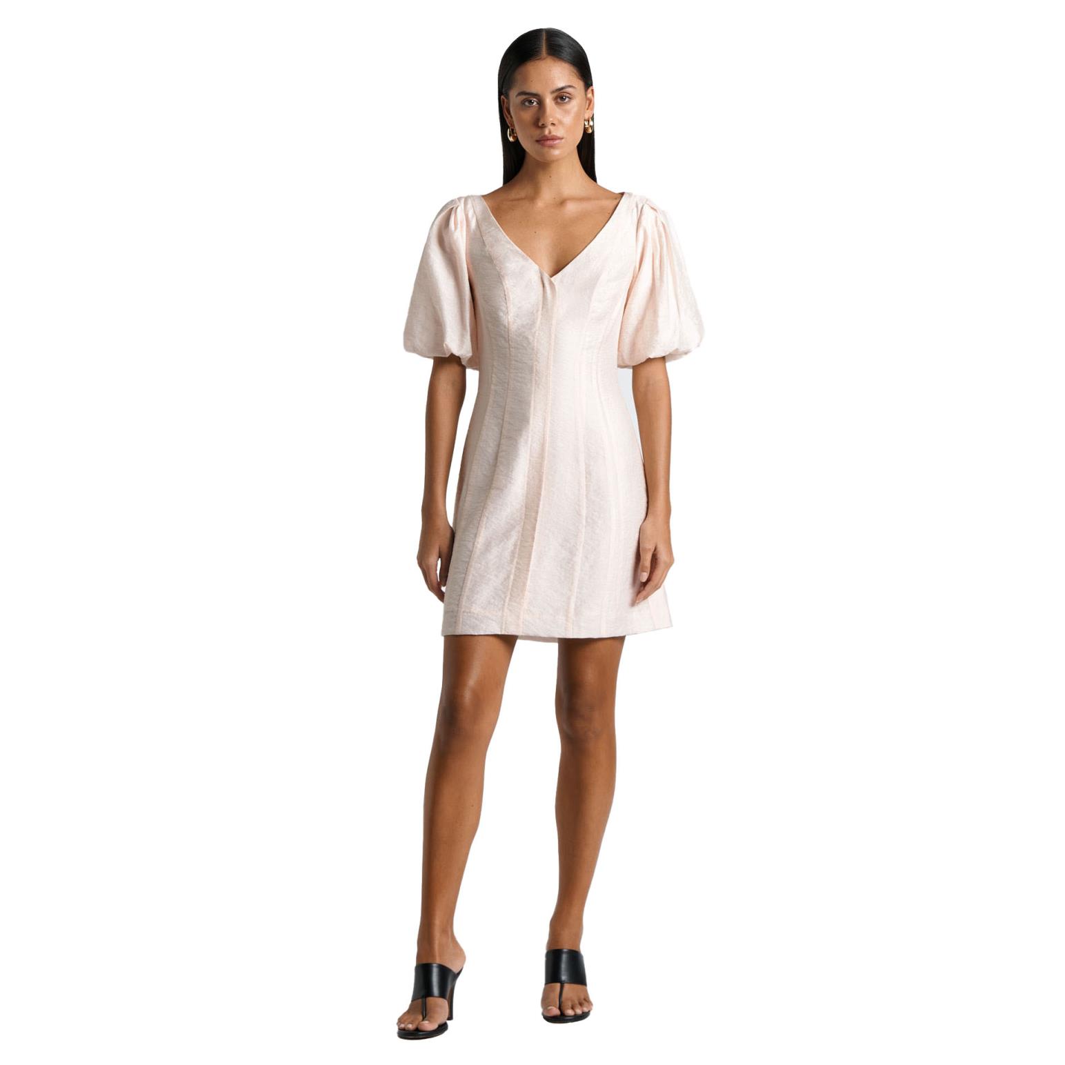 Cue Light Viscose Puff Sleeve Mini Dress